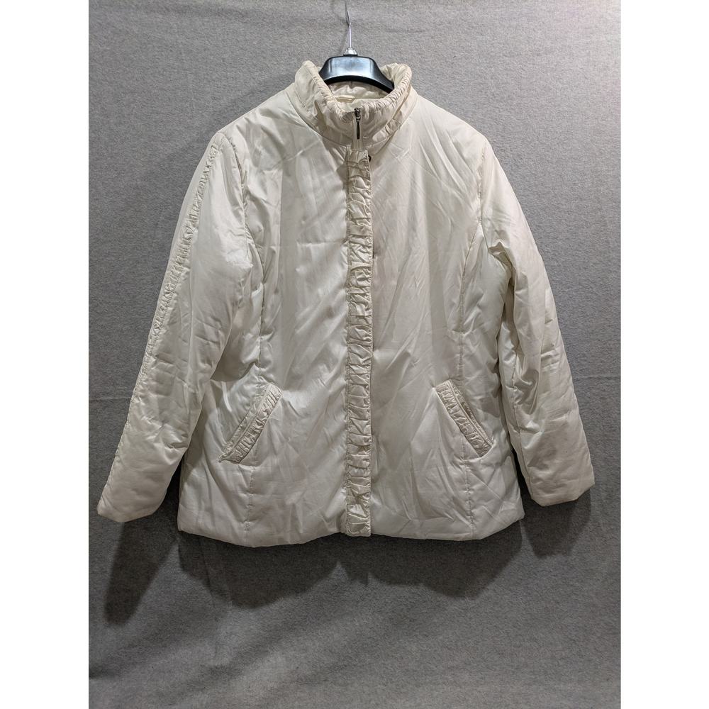 Marcona‎ Jacket Women's XL White Full Zip Solid Double Lining Windbreaker Jacket